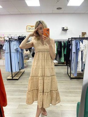 Сукня бежева прошва S 2100000078516 фото